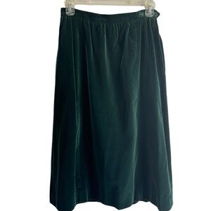 Vintage Villager Velvet Green Maxi Skirt Womens 10 Pockets Holiday Cottagecore